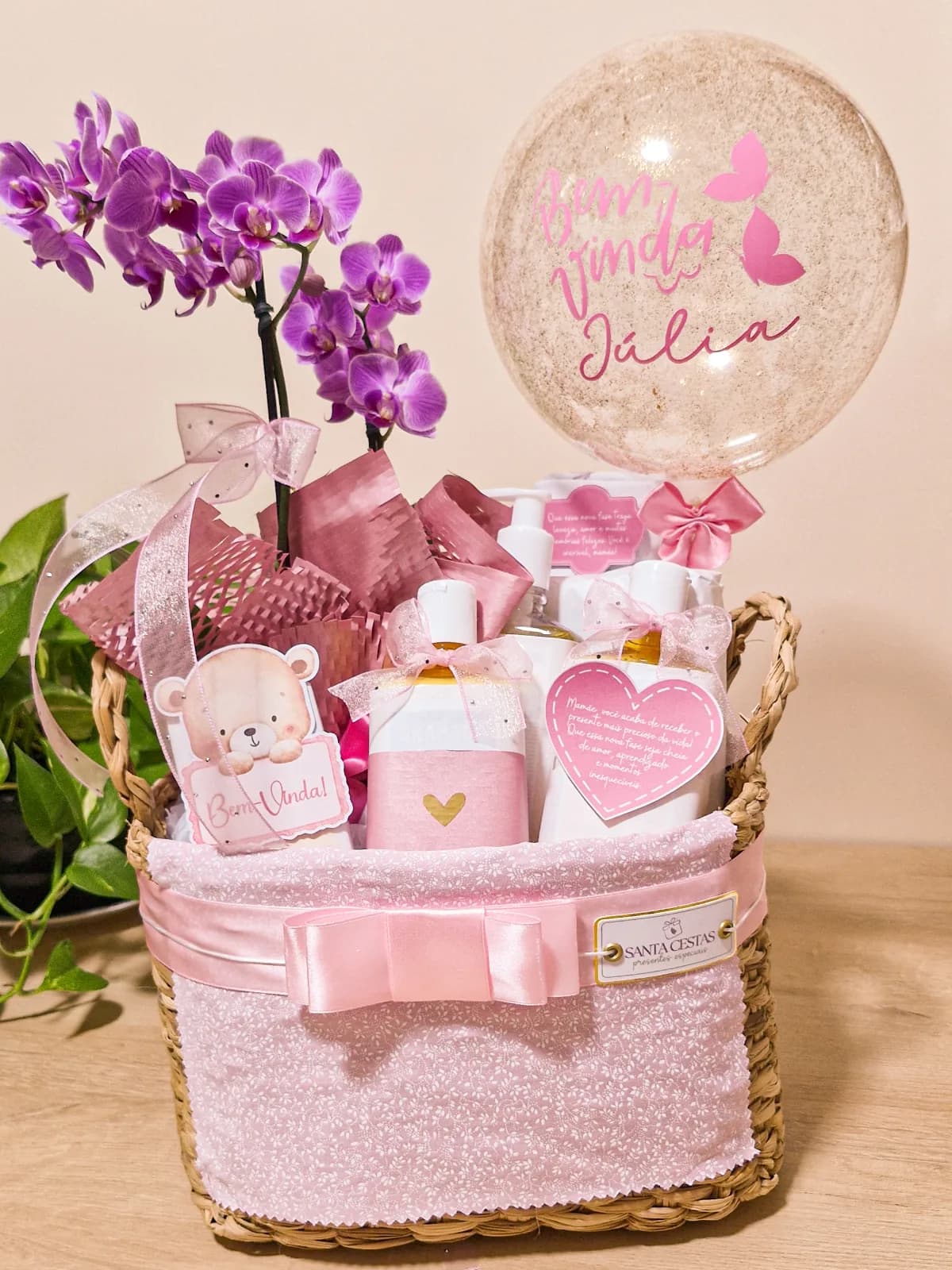 Cesta Maternidade Laços Eternos Rosa